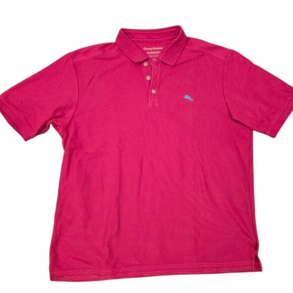 Tommy Bahama Polo Mens Size Large Island Zone Supima Emfielder Polo Fuchsia - Picture 2 of 6